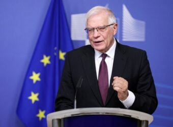 European Commission vice-president in charge of Foreign Policy Josep Borrell gives a joint press statement with the Commission President on Russia's attack on Ukraine, in Brussels, Belgium, on February 24.