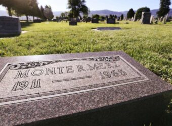 The headstone of Monte R. Merz is pictured in the cemetery in Mt. Pleasant, Sanpete County, on July 8. Los Angeles police detective Rachel Evans recently determined Merz killed Barbara Jepson and her unborn child in 1956 in a brutal stabbing in her home in California.
